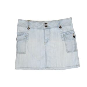 Y2K Old Navy Faded Light Wash Denim Cargo Mini Skirt Size 6
